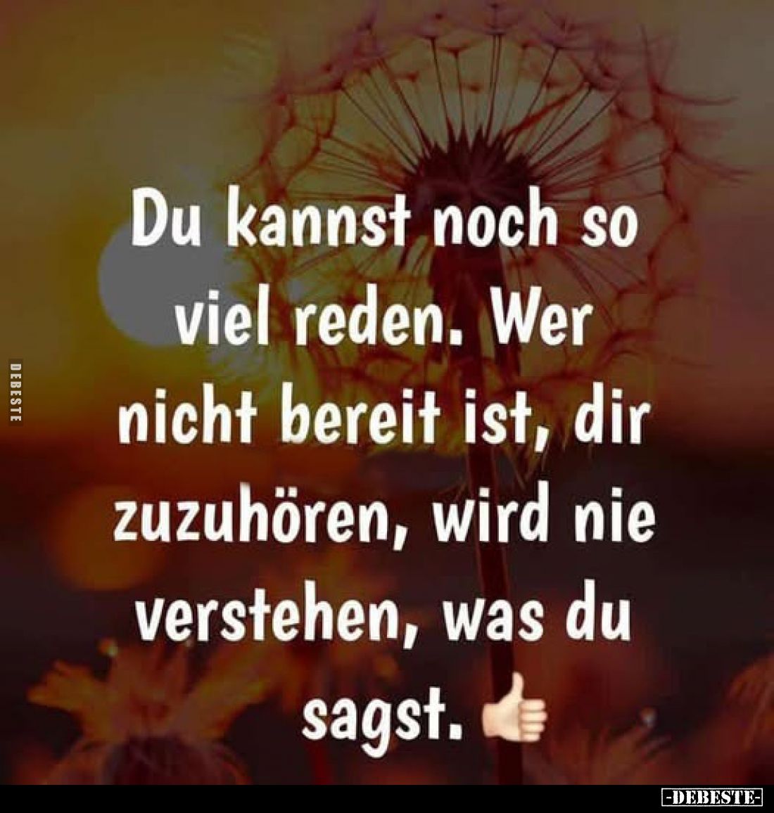 Du kannst noch so viel reden. Wer nicht bereit ist, dir Liebevolle Gedanken zuzuhören, wird nie verstehen, was du sagst.