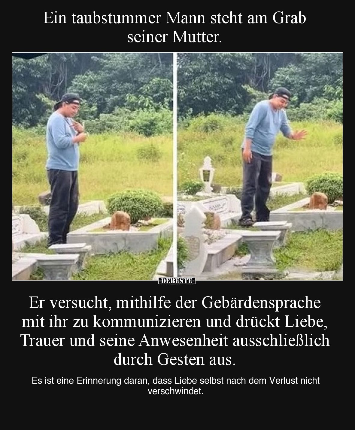 Ein taubstummer Mann steht am Grab seiner Mutter... - Lustige Bilder | DEBESTE.de
