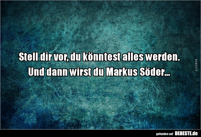 Stell dir vor, du könntest alles werden.
Und dann wirst du Markus Söder...