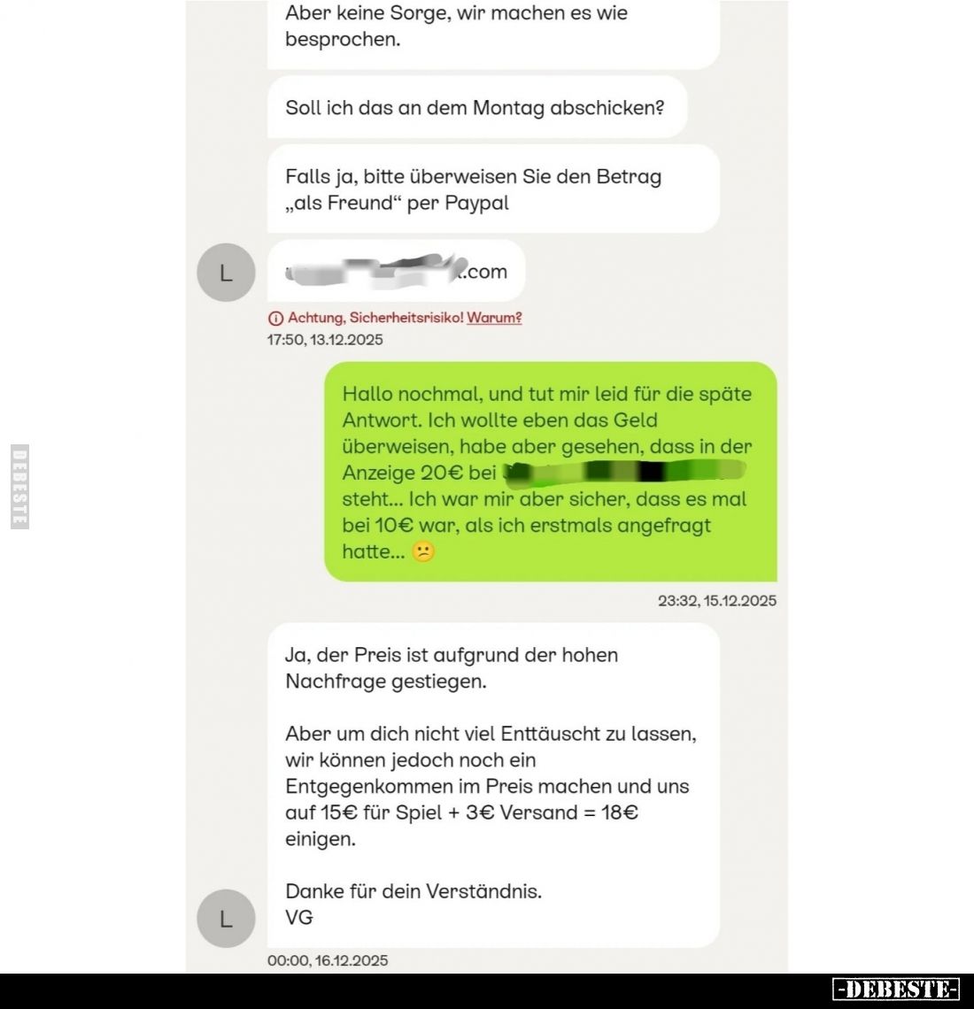 Aber keine Sorge, wir machen es wie besprochen.
Soll ich das an dem Montag abschicken?
Falls ja, bitte überweisen Sie den B...