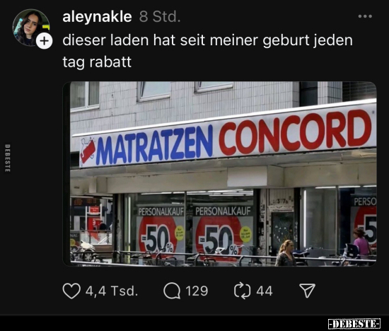 Dieser Laden hat seit meiner Geburt jeden Tag Rabatt... - Lustige Bilder | DEBESTE.de