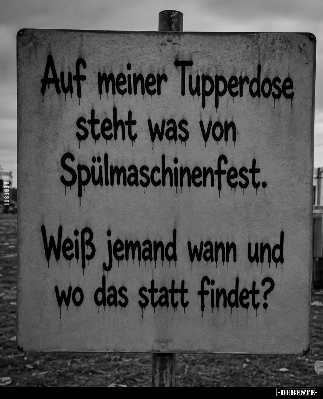 Auf meiner Tupperdose steht was von Spülmaschinenfest.

Weiß jemand wann und wo das statt findet?