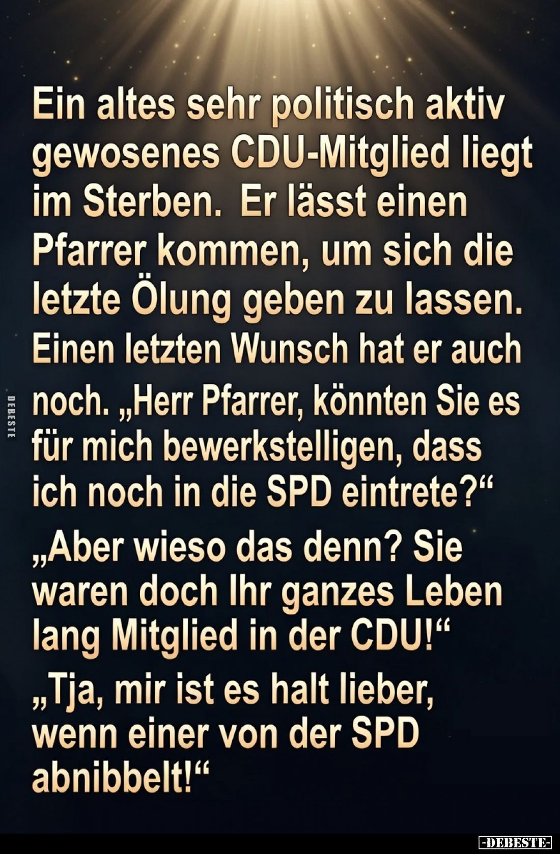 Ein altes sehr politisch aktiv gewesenes CDU-Mitglied liegt.. - Lustige Bilder | DEBESTE.de