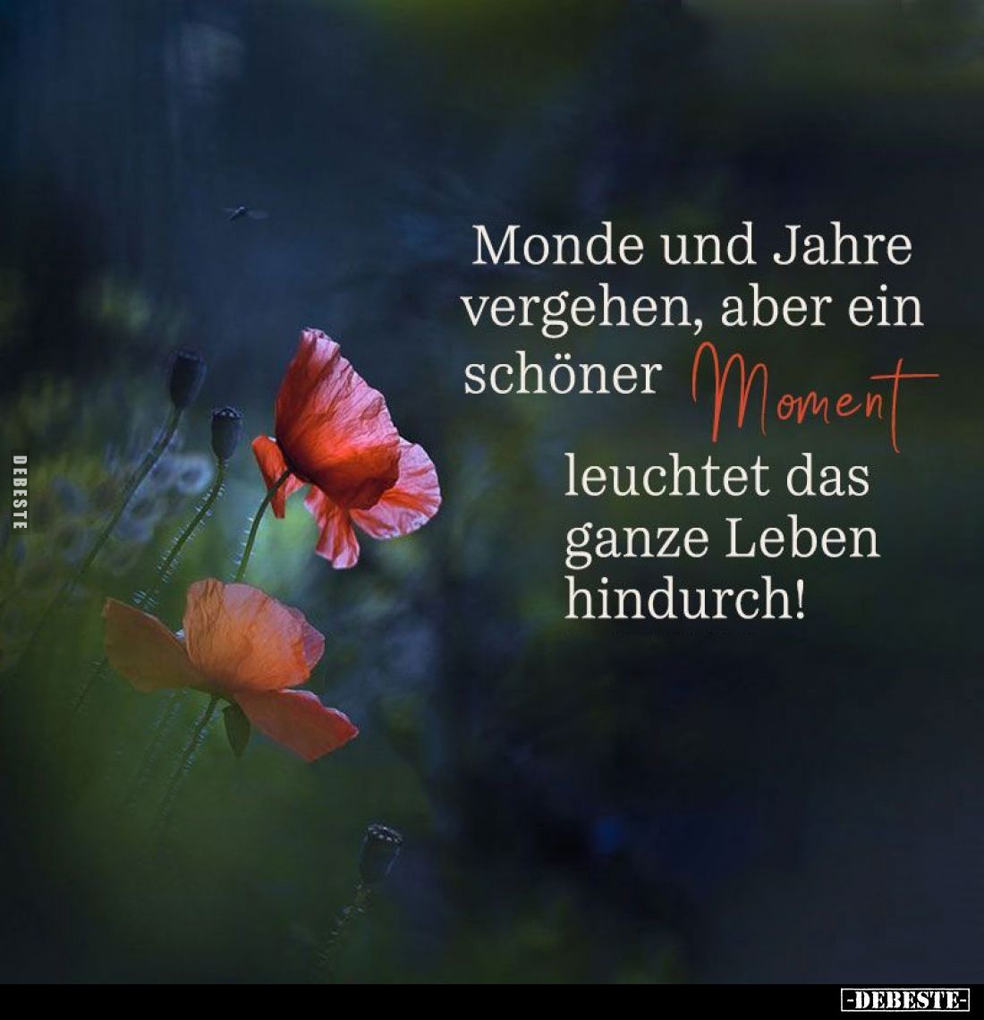 Monde und Jahre vergehen, aber ein schöner Moment
leuchtet das ganze Leben hindurch!