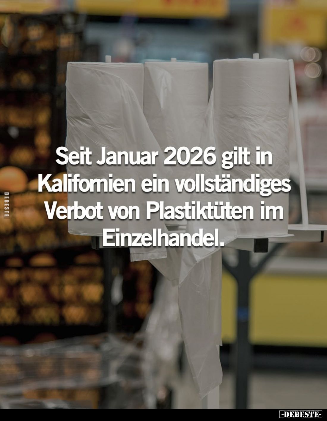 Seit Januar 2026 gilt in Kalifornien ein vollständiges Verbot von Plastiktüten im Einzelhandel.