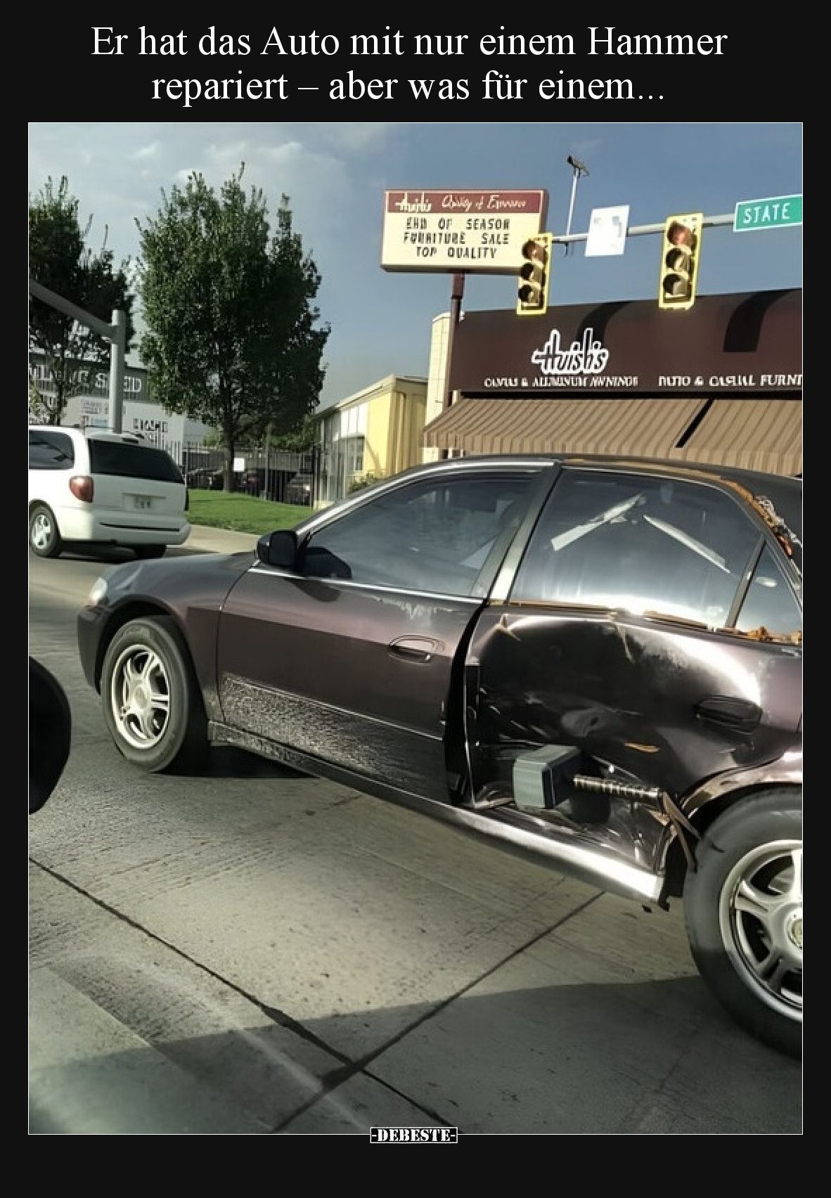 Er hat das Auto mit nur einem Hammer repariert – aber was für einem...