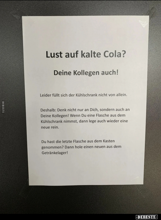 Lust auf kalte Cola? Deine Kollegen auch!.. - Lustige Bilder | DEBESTE.de