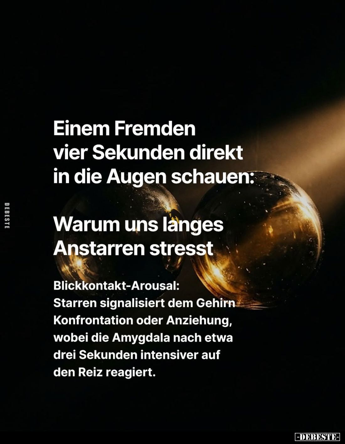 Einem Fremden vier Sekunden direkt in die Augen schauen:
Warum uns langes Anstarren stresst
Blickkontakt-Arousal: Starren s...