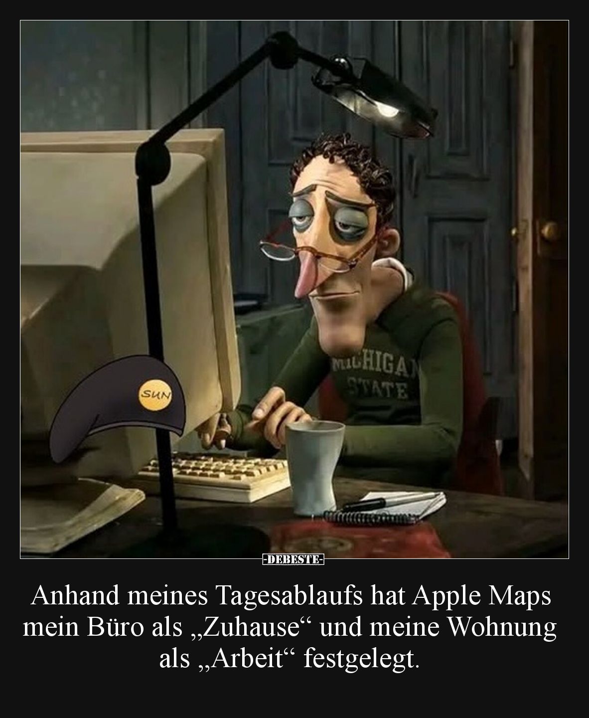 Anhand meines Tagesablaufs hat Apple Maps mein Büro als „Zuhause“ und meine Wohnung als „Arbeit“ festgelegt.