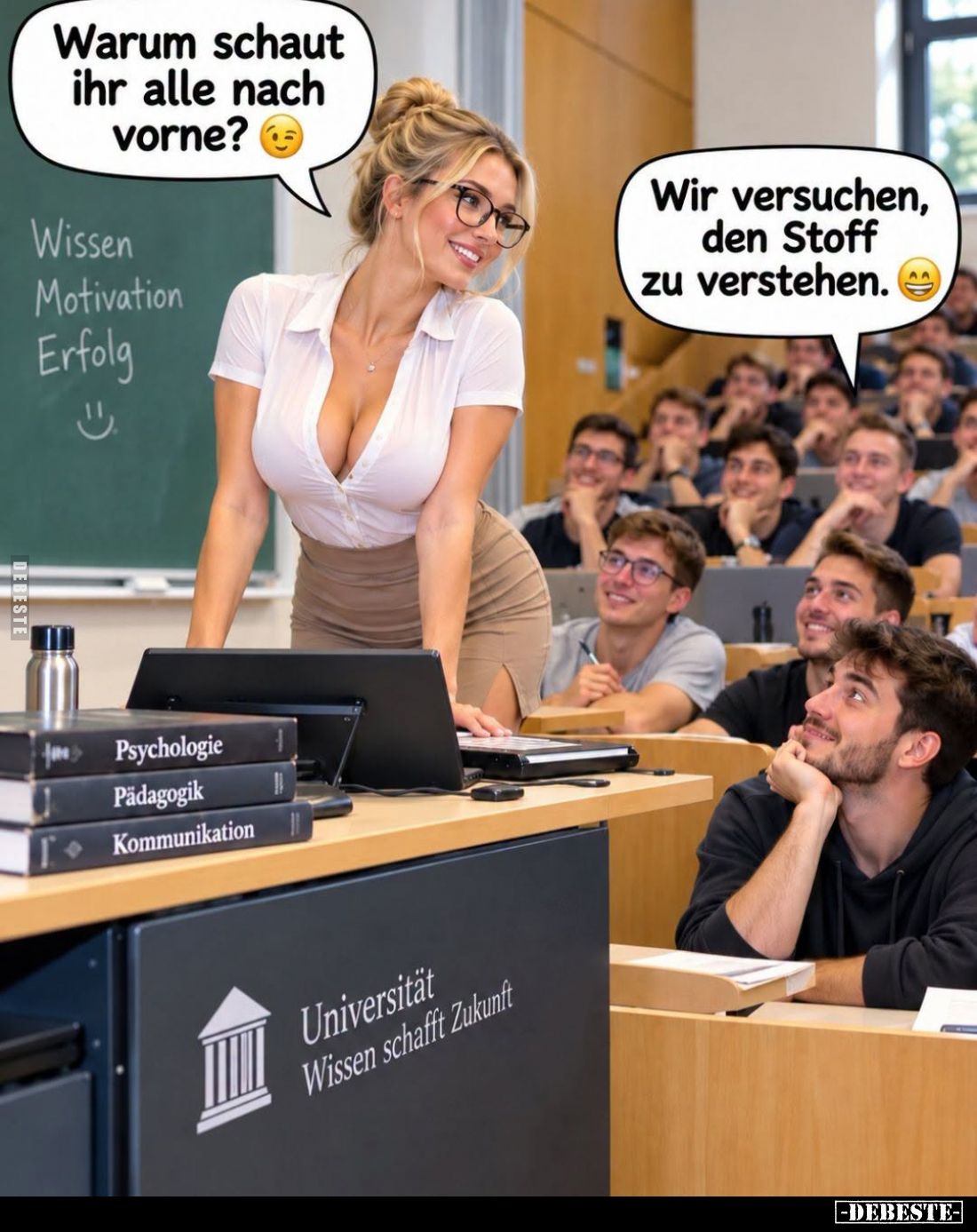 Warum schaut ihr alle nach vorne? - Wir versuchen, den Stoff zu verstehen.