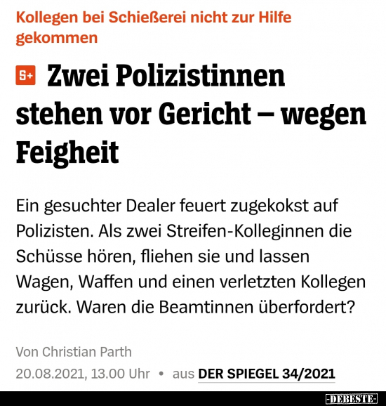 Zwei Polizistinnen stehen vor Gericht - wegen Feigheit.. - Lustige Bilder | DEBESTE.de