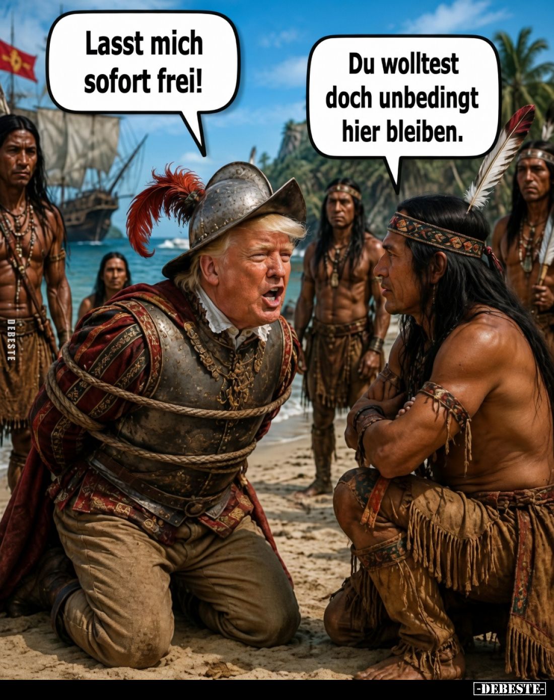 Lasst mich sofort frei!
Du wolltest doch unbedingt hier bleiben.
