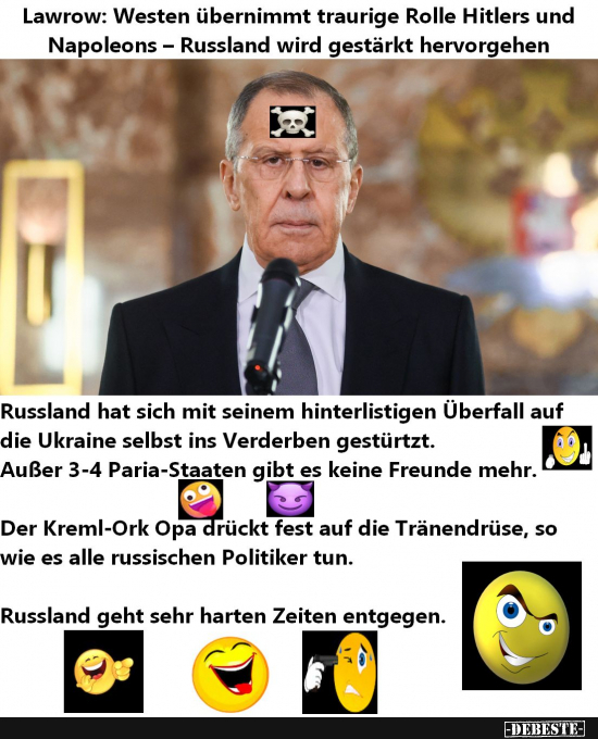 Putin schwimmen die Felle weg und sein Kreml-Ork-Opa weint bitterlich. - Lustige Bilder | DEBESTE.de