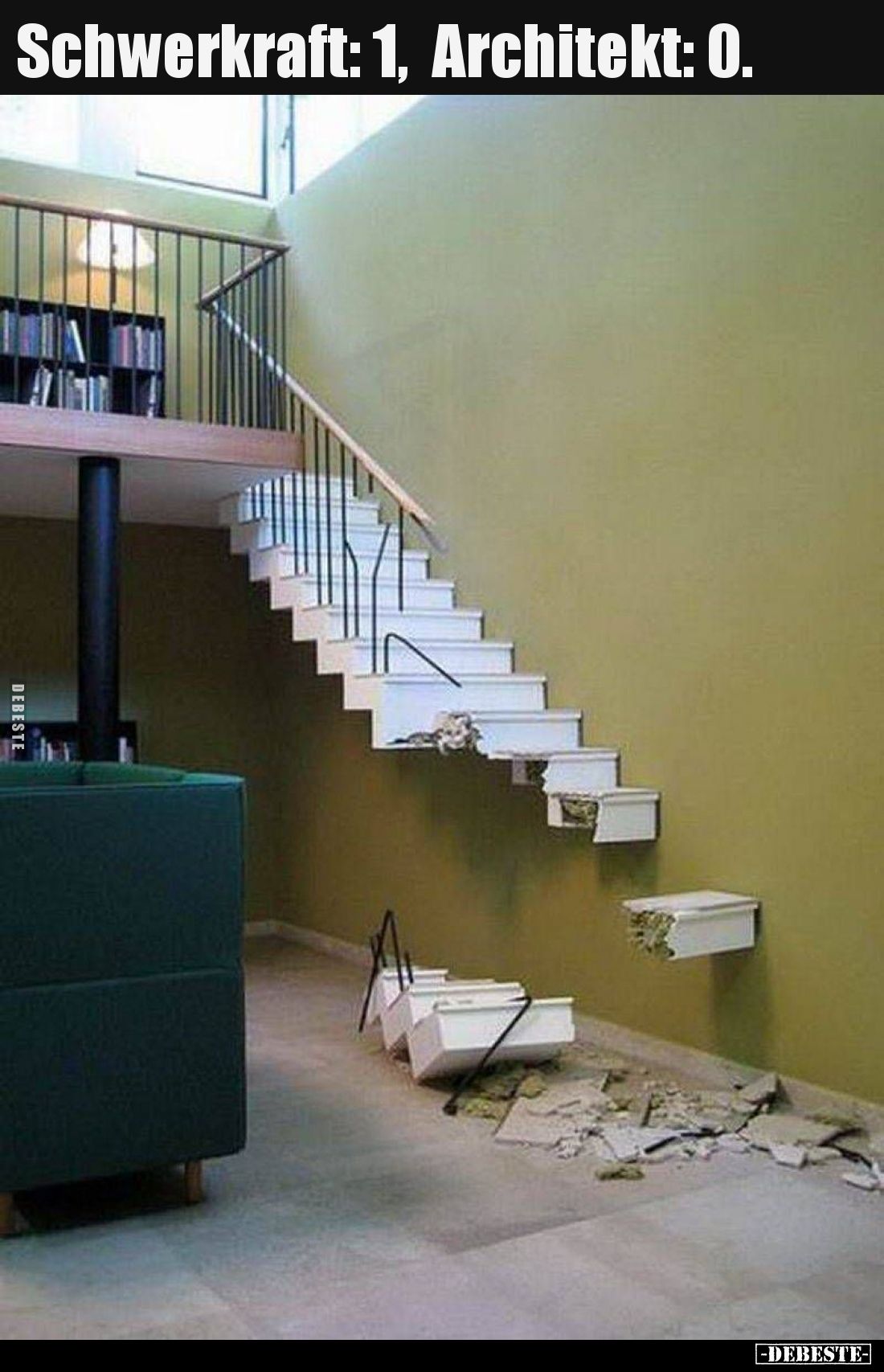 Schwerkraft: 1, Architekt: 0.