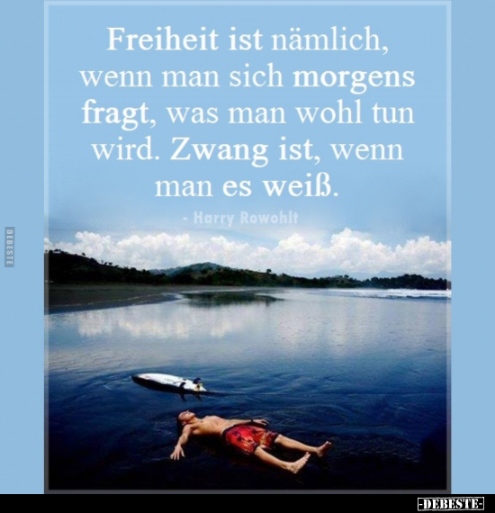 Freiheit ist nämlich, wenn man sich morgens fragt.. - Lustige Bilder | DEBESTE.de