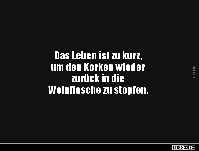 Das Leben ist zu kurz, um den Korken wieder zurück in die.. - Lustige Bilder | DEBESTE.de