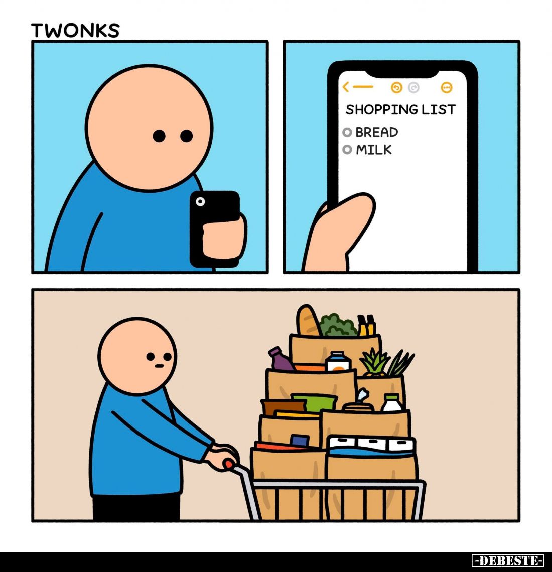 Shopping list:
bread,
milk.