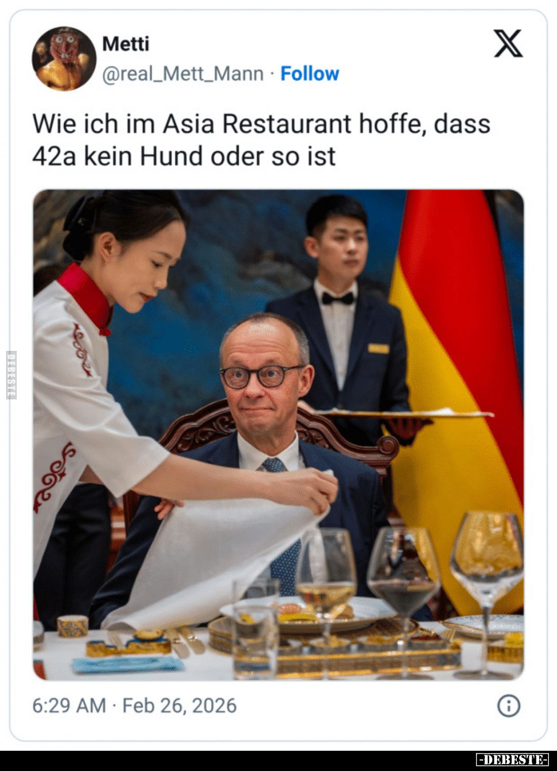 Wie ich im Asia Restaurant hoffe, dass 42a kein Hund oder so ist