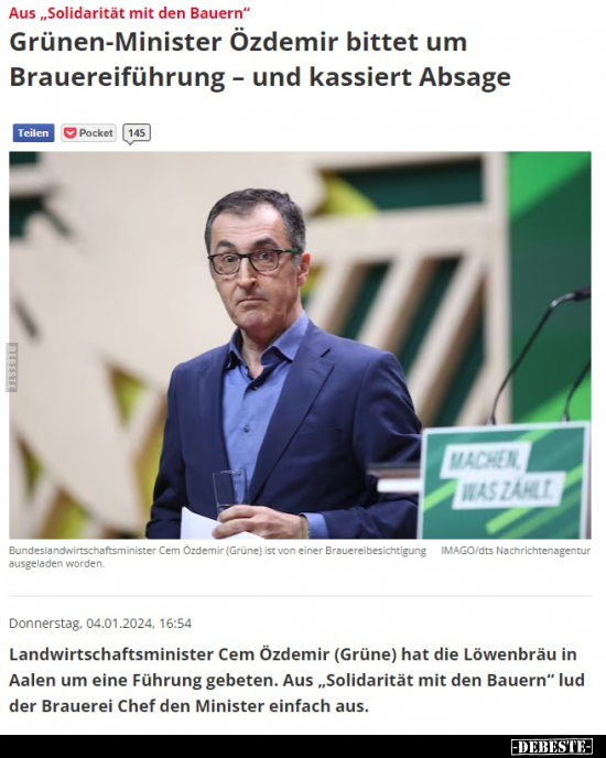 Grünen-Minister Özdemir bittet um Brauereiführung.. - Lustige Bilder | DEBESTE.de