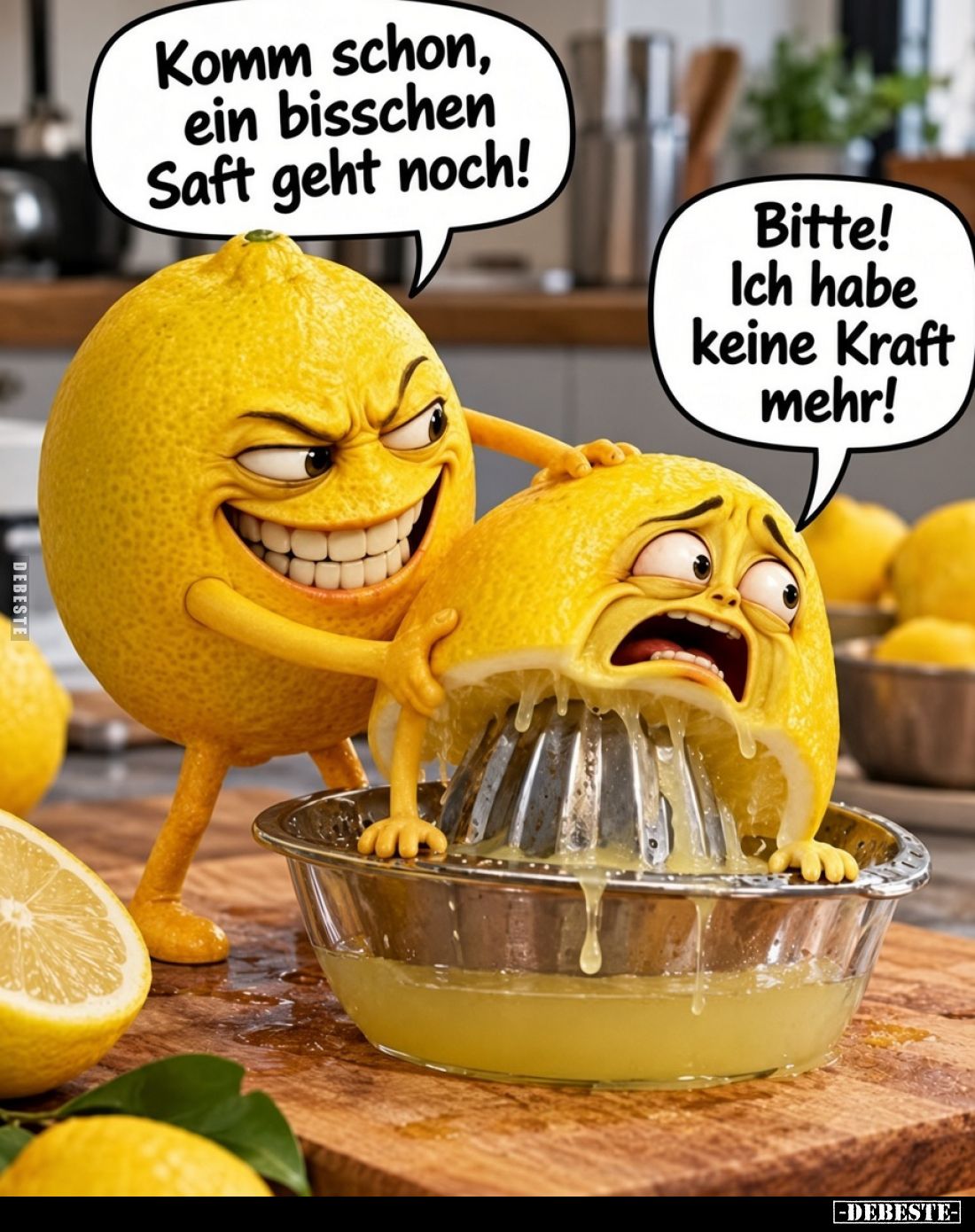 Komm schon, ein bisschen Saft geht noch!
-
Bitte! Ich habe keine Kraft mehr!