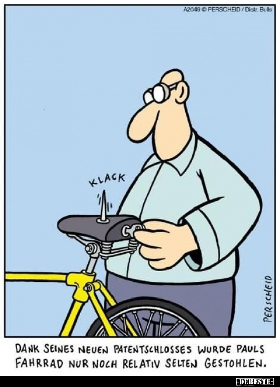 Dank seines neuen Patentschlosses wurde Pauls Fahrrad nur.. - Lustige Bilder | DEBESTE.de