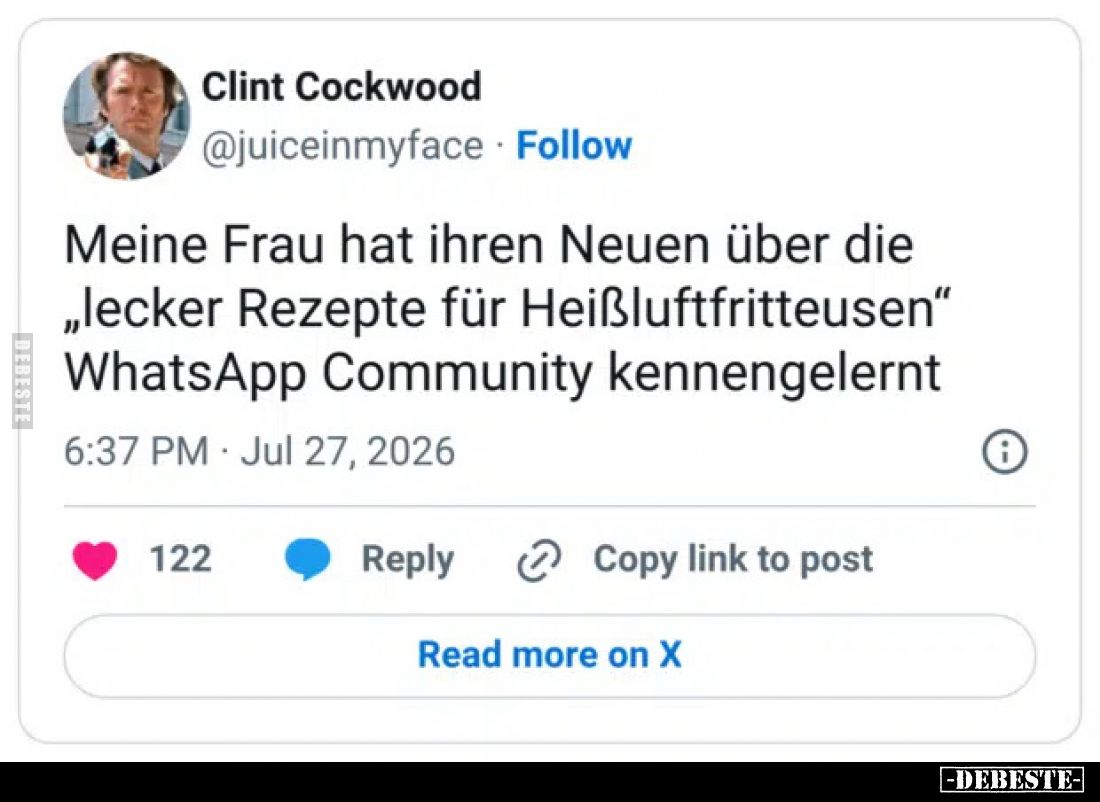 Meine Frau hat ihren Neuen über die „lecker Rezepte für Heißluftfritteusen“ WhatsApp Community kennengelernt.