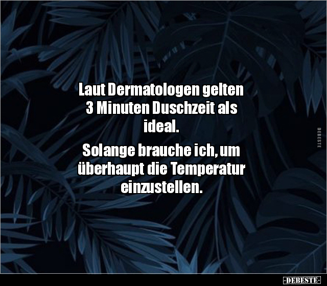 Laut Dermatologen gelten 3 Minuten Duschzeit als.. - Lustige Bilder | DEBESTE.de