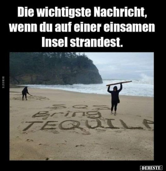 Die wichtigste Nachricht, wenn du auf einer einsamen Insel.. - Lustige Bilder | DEBESTE.de