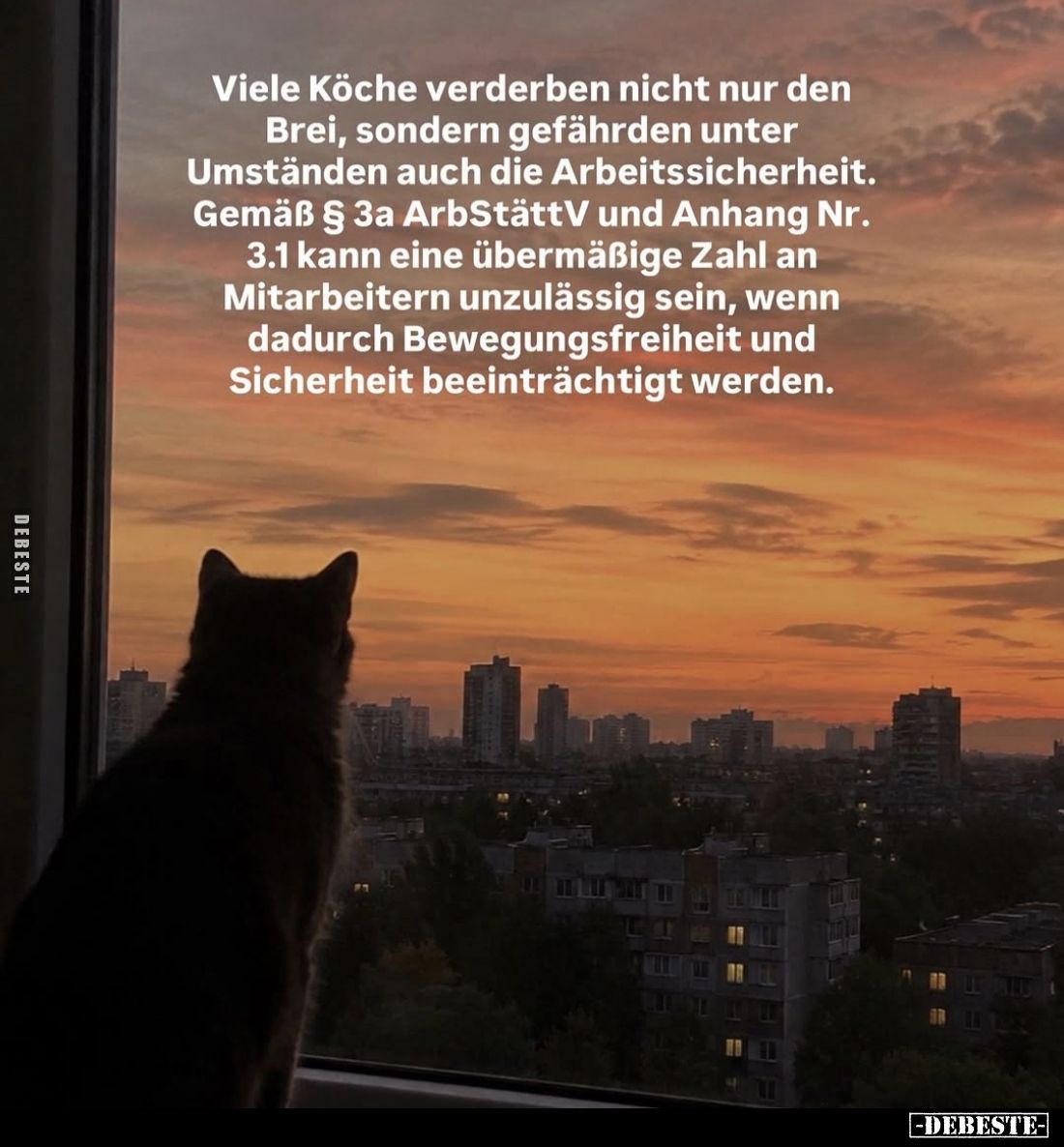 Viele Köche verderben nicht nur den Brei, sondern gefährden unter Umständen auch die Arbeitssicherheit.

Gemäß § 3a ArbStät...