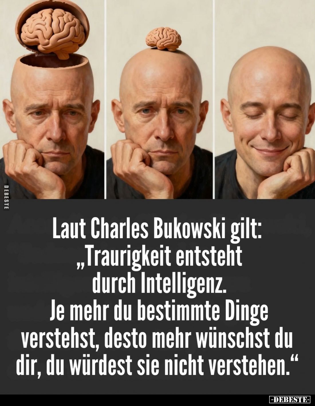 Laut Charles Bukowski gilt: "Traurigkeit entsteht durch Intelligenz. Je mehr du bestimmte Dinge verstehst, desto mehr wü...