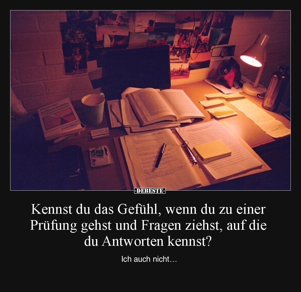 Kennst du das Gefühl, wenn du zu einer Prüfung gehst und Fragen ziehst, auf die du Antworten kennst?

Ich auch nicht…