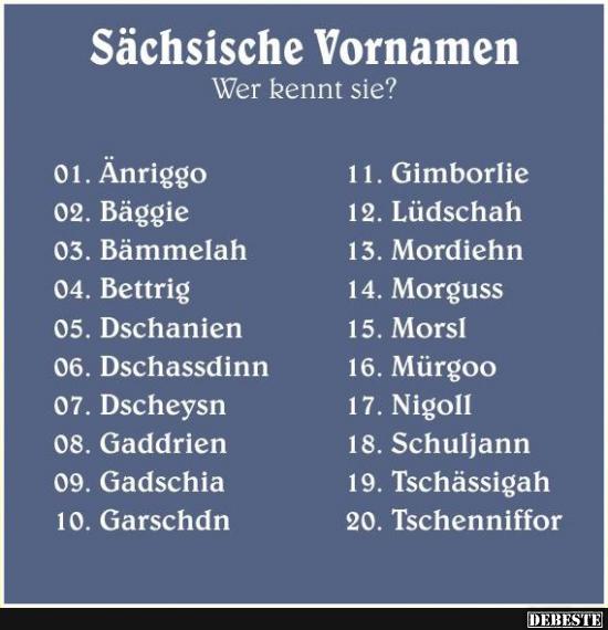 Sächsische Vornamen - Lustige Bilder | DEBESTE.de