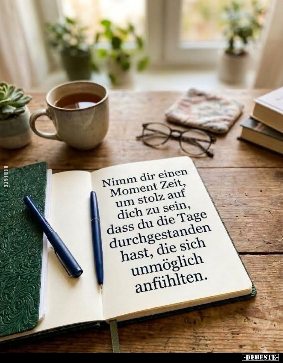 Nimm dir einen Moment Zeit, um stolz auf dich zu sein, dass du die Tage durchgestanden hast, die sich unmöglich anfühlten.