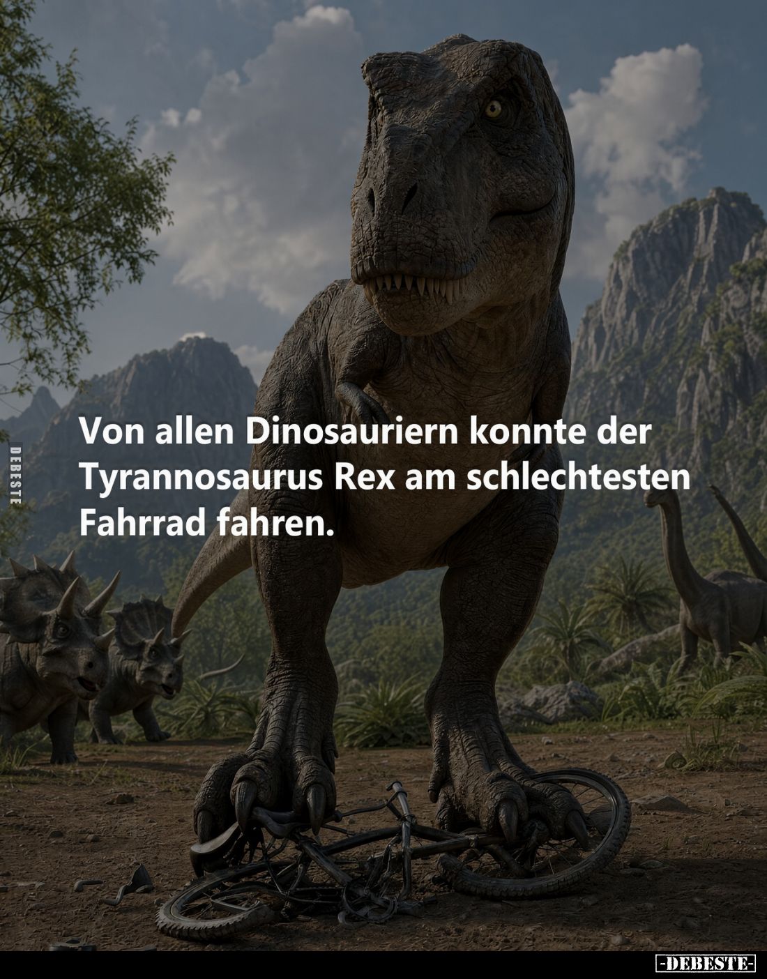 Von allen Dinosauriern konnte der Tyrannosaurus Rex am schlechtesten Fahrrad fahren.