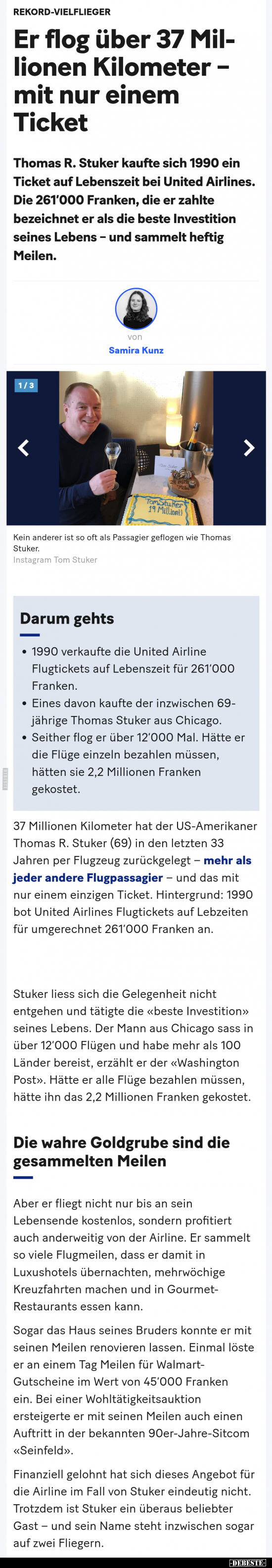 Er flog über 37 Millionen Kilometer - mit nur einem Ticket. - Lustige Bilder | DEBESTE.de