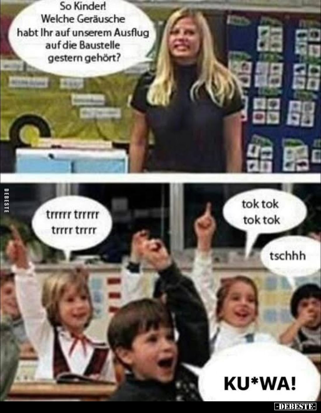 So Kinder! Welche Geräusche habt Ihr auf unserem Ausflug auf die Baustelle gestern gehört?
-
trrrrr trrrrrr trrrr trrrr
to...