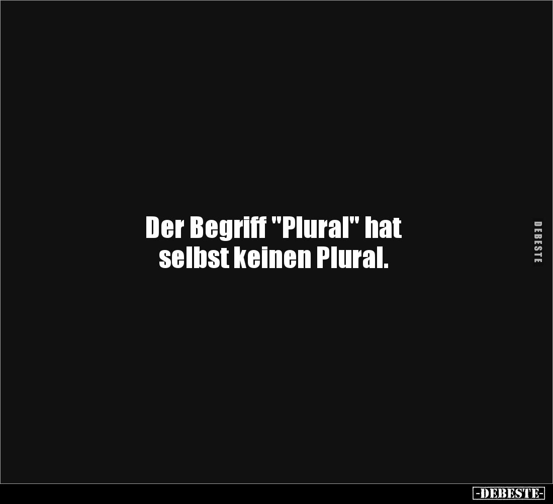 Der Begriff "Plural" hat
selbst keinen Plural.