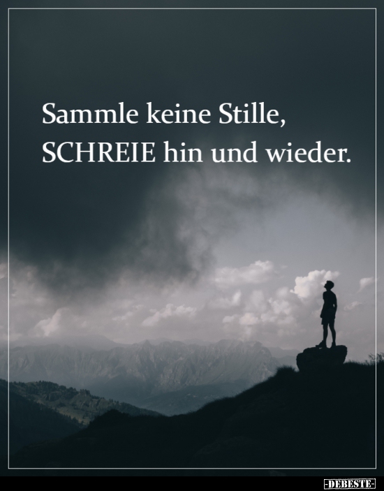 Sammle keine Stille, SCHREIE hin und wieder...