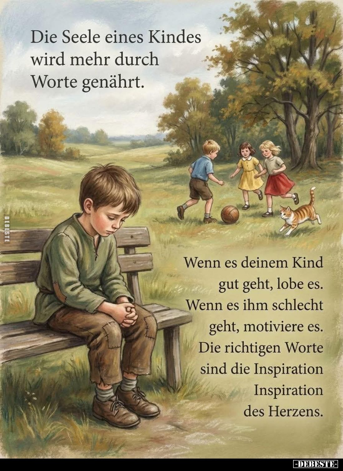 Die Seele eines Kindes wird mehr durch Worte genährt... - Lustige Bilder | DEBESTE.de