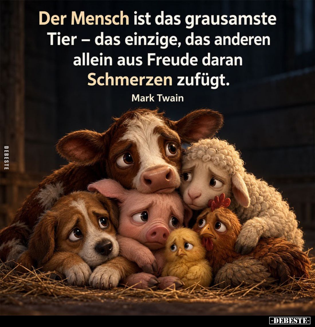 Der Mensch ist das grausamste Tier – das einzige, das anderen allein aus Freude daran Schmerzen zufügt.