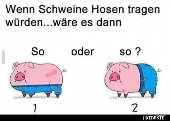 Wenn Schweine Hosen tragen würden... wäre es dann.. - Lustige Bilder | DEBESTE.de