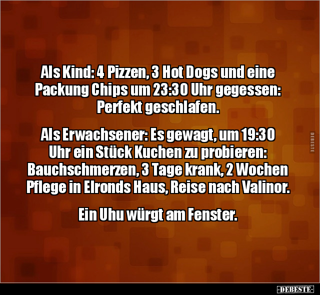 Als Kind: 4 Pizzen, 3 Hot Dogs und eine Packung Chips.. - Lustige Bilder | DEBESTE.de