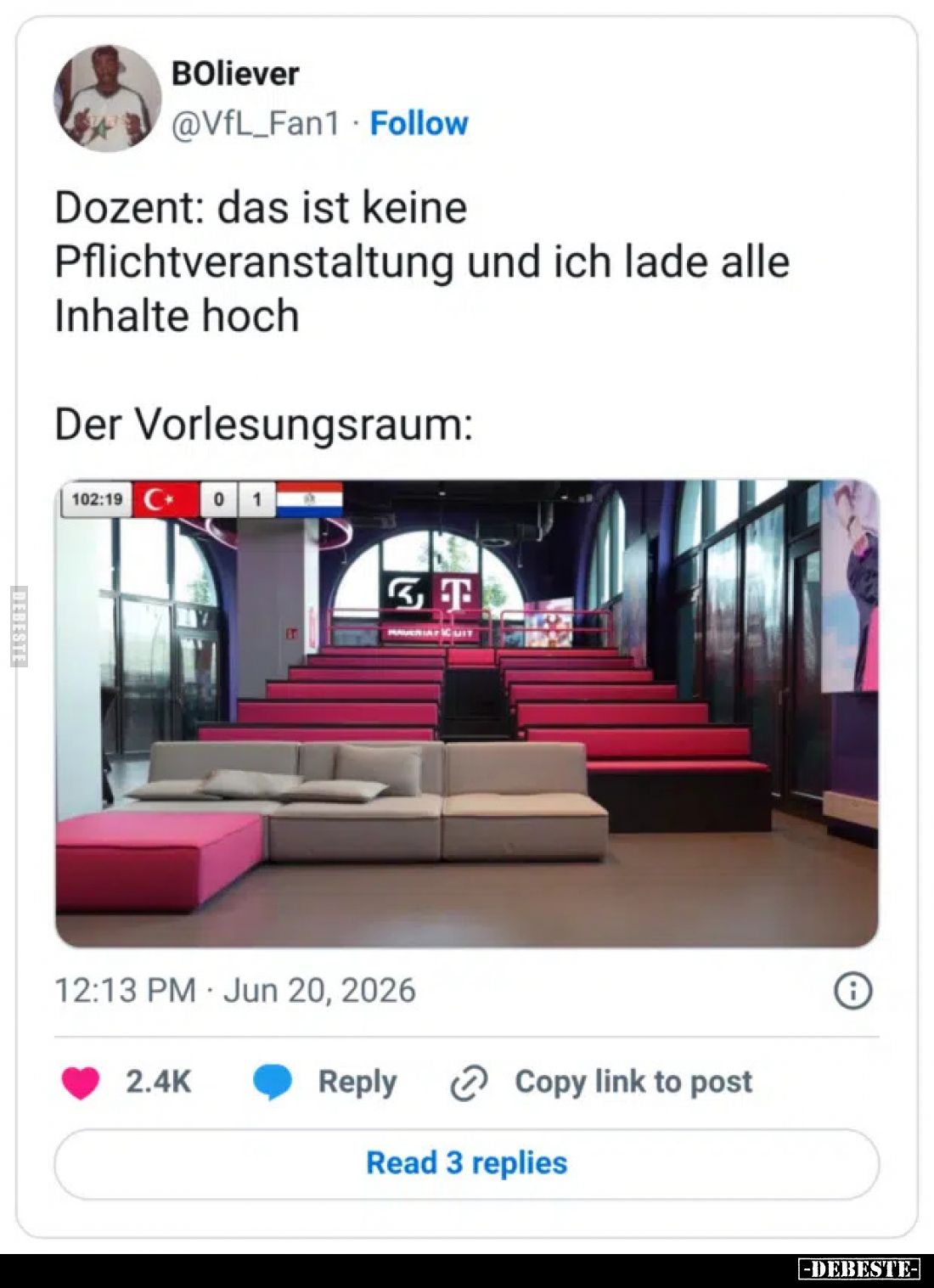 Dozent: das ist keine Pflichtveranstaltung und ich lade alle Inhalte hoch
Der Vorlesungsraum: