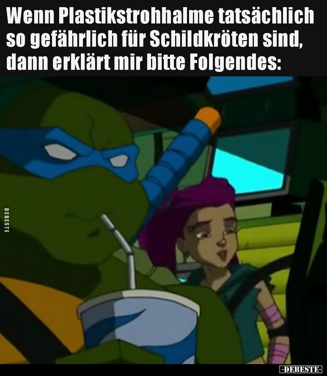 Wenn Plastikstrohhalme tatsächlich so gefährlich für Schildkröten sind, dann erklärt mir bitte Folgendes: