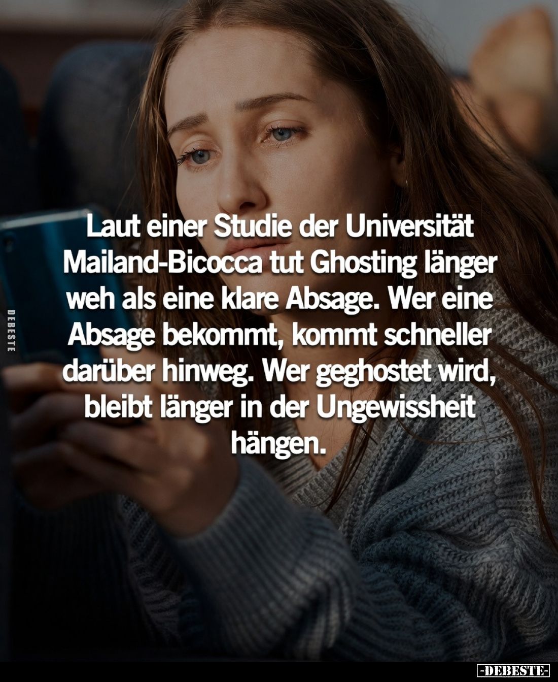 Laut einer Studie der Universität Mailand-Bicocca tut Ghosting länger weh als eine klare Absage.
Wer eine Absage bekommt, ...