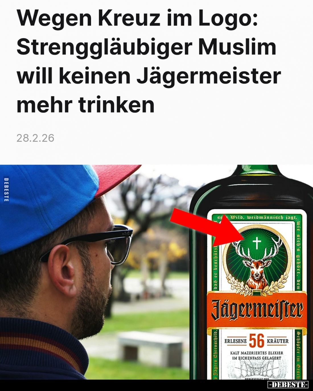 Wegen Kreuz im Logo: Strenggläubiger Muslim will keinen Jägermeister mehr trinken
