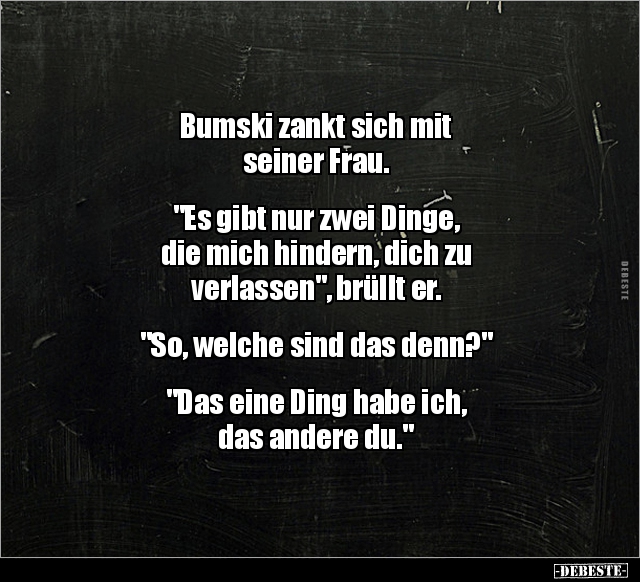 Bumski zankt sich mit seiner Frau. "Es gibt nur zwei.." - Lustige Bilder | DEBESTE.de