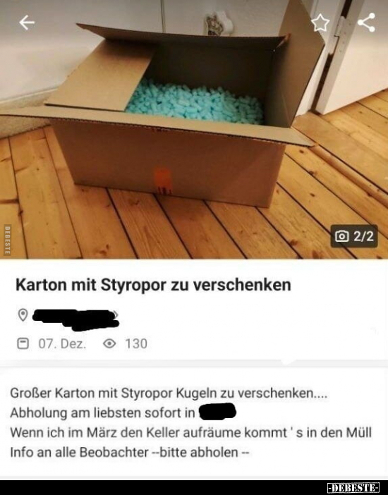 Karton mit Styropor zu verschenken.. - Lustige Bilder | DEBESTE.de