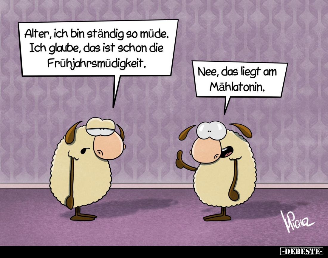 Alter, ich bin ständig so müde. Ich glaube, das ist schon die Frühjahrsmüdigkeit. -
Nee, das liegt am Mählatonin.