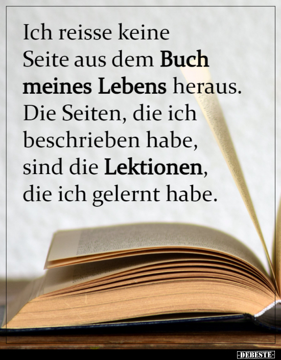 Ich reisse keine Seite aus dem Buch meines Lebens heraus... - Lustige Bilder | DEBESTE.de